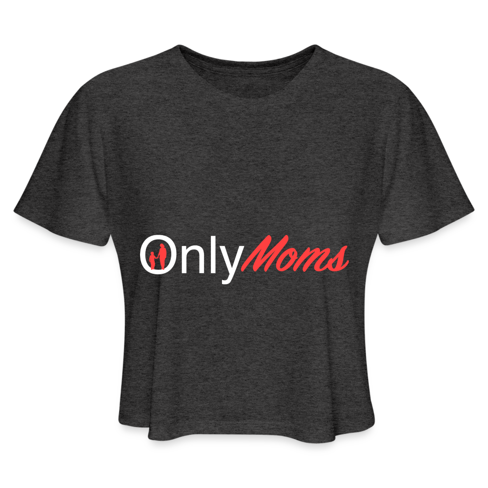 OnlyMoms Cropped T-Shirt (White and Pink Letters) - deep heather