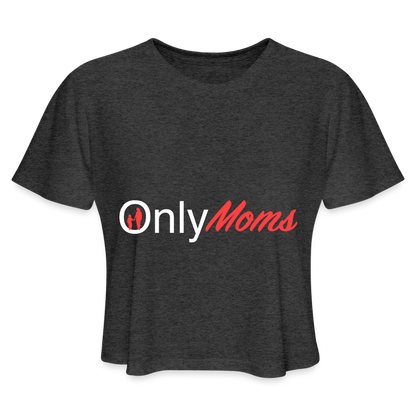 OnlyMoms Cropped T-Shirt (White and Pink Letters) - deep heather