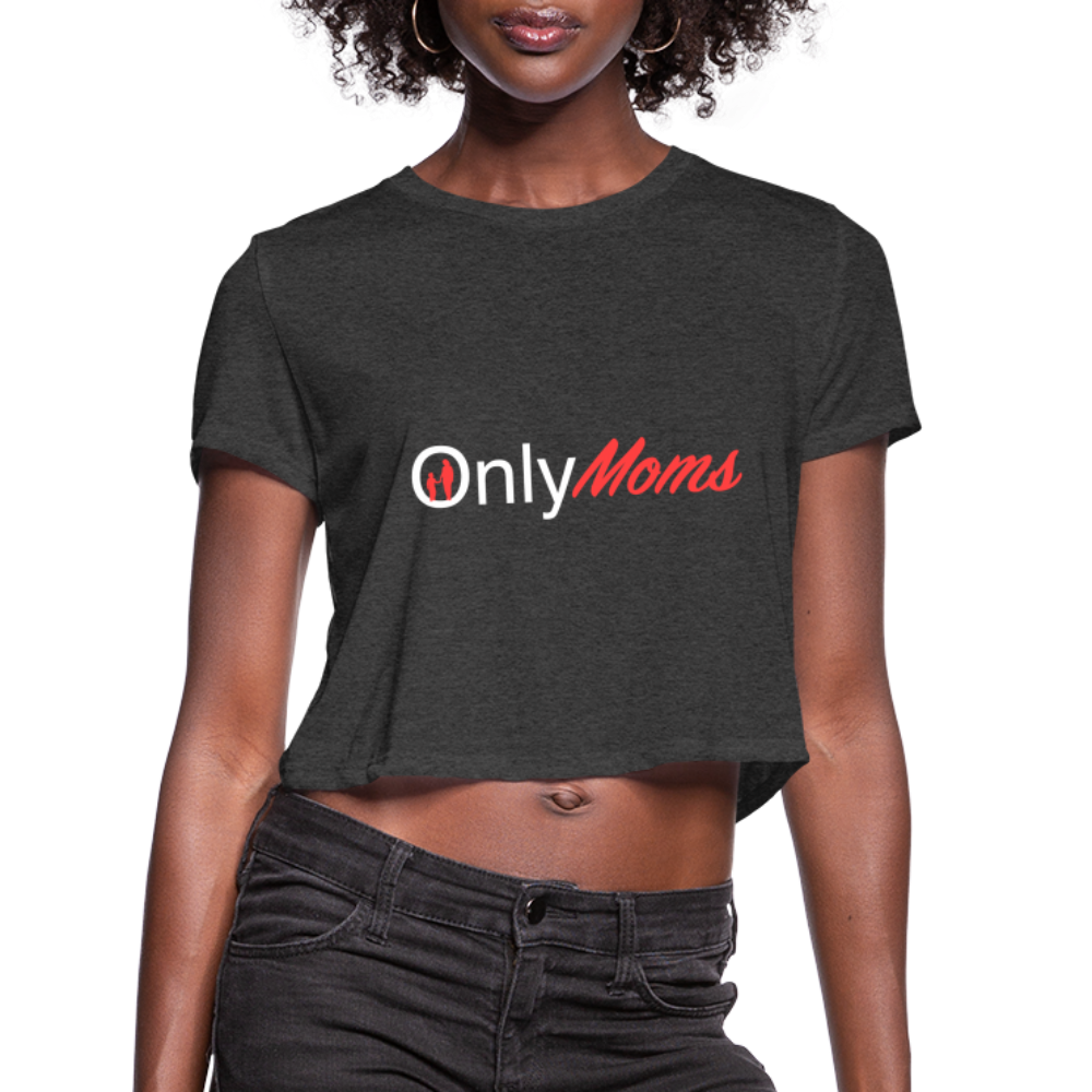 OnlyMoms Cropped T-Shirt (White and Pink Letters) - deep heather