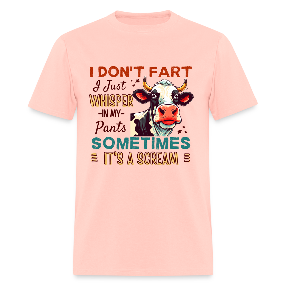 Funny Cow says I Don't Fart I Just Whisper in My Pants T-Shirt - blush pink 