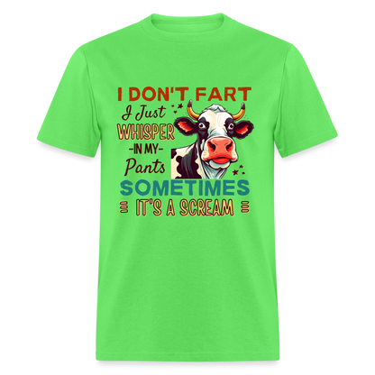 Funny Cow says I Don't Fart I Just Whisper in My Pants T-Shirt - kiwi