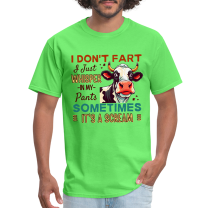 Funny Cow says I Don't Fart I Just Whisper in My Pants T-Shirt - kiwi