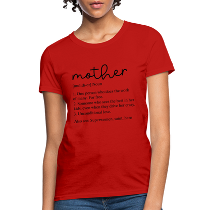 Mother Definition Contoured T-Shirt (Black Letters) - red