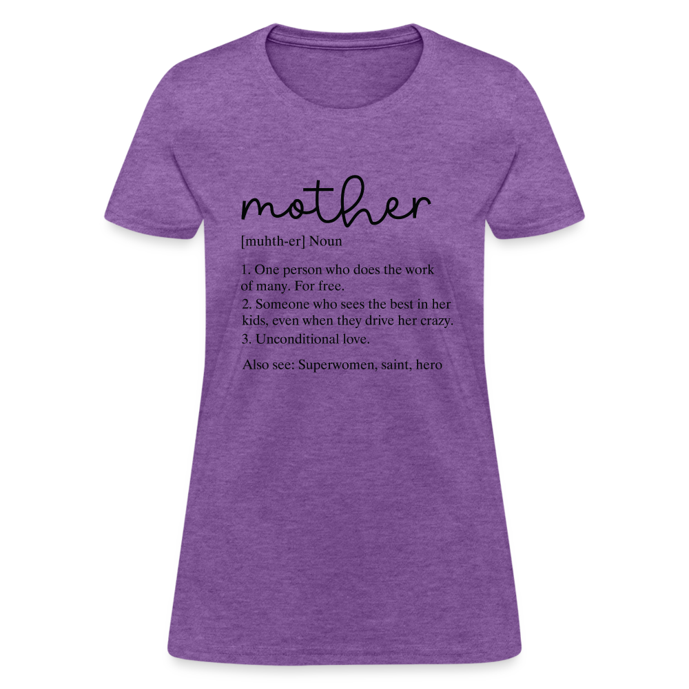 Mother Definition Contoured T-Shirt (Black Letters) - purple heather