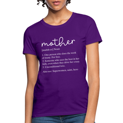 Mother Definition Contoured T-Shirt (White Letters) - purple