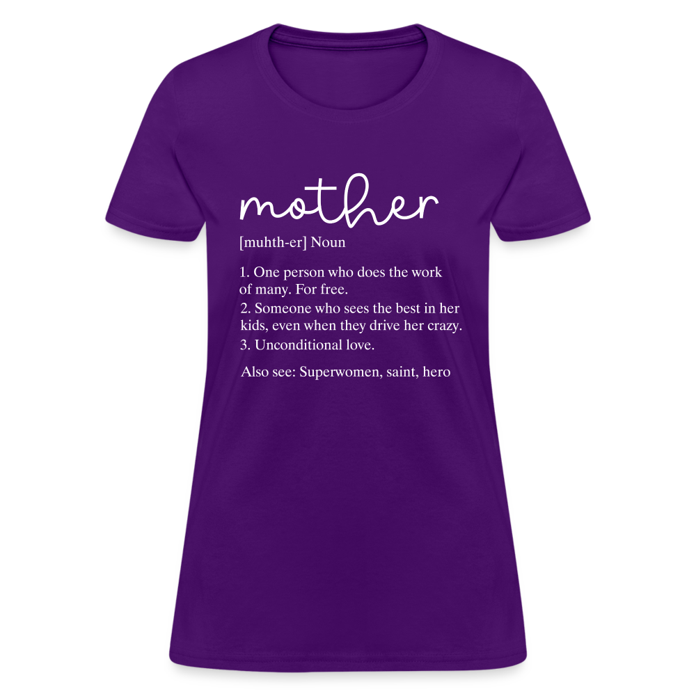 Mother Definition Contoured T-Shirt (White Letters) - purple