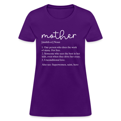 Mother Definition Contoured T-Shirt (White Letters) - purple