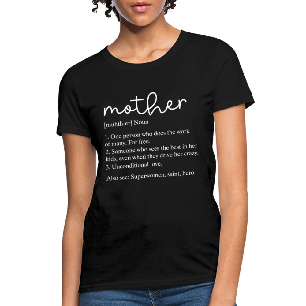 Mother Definition Contoured T-Shirt (White Letters) - black