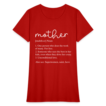 Mother Definition Contoured T-Shirt (White Letters) - red