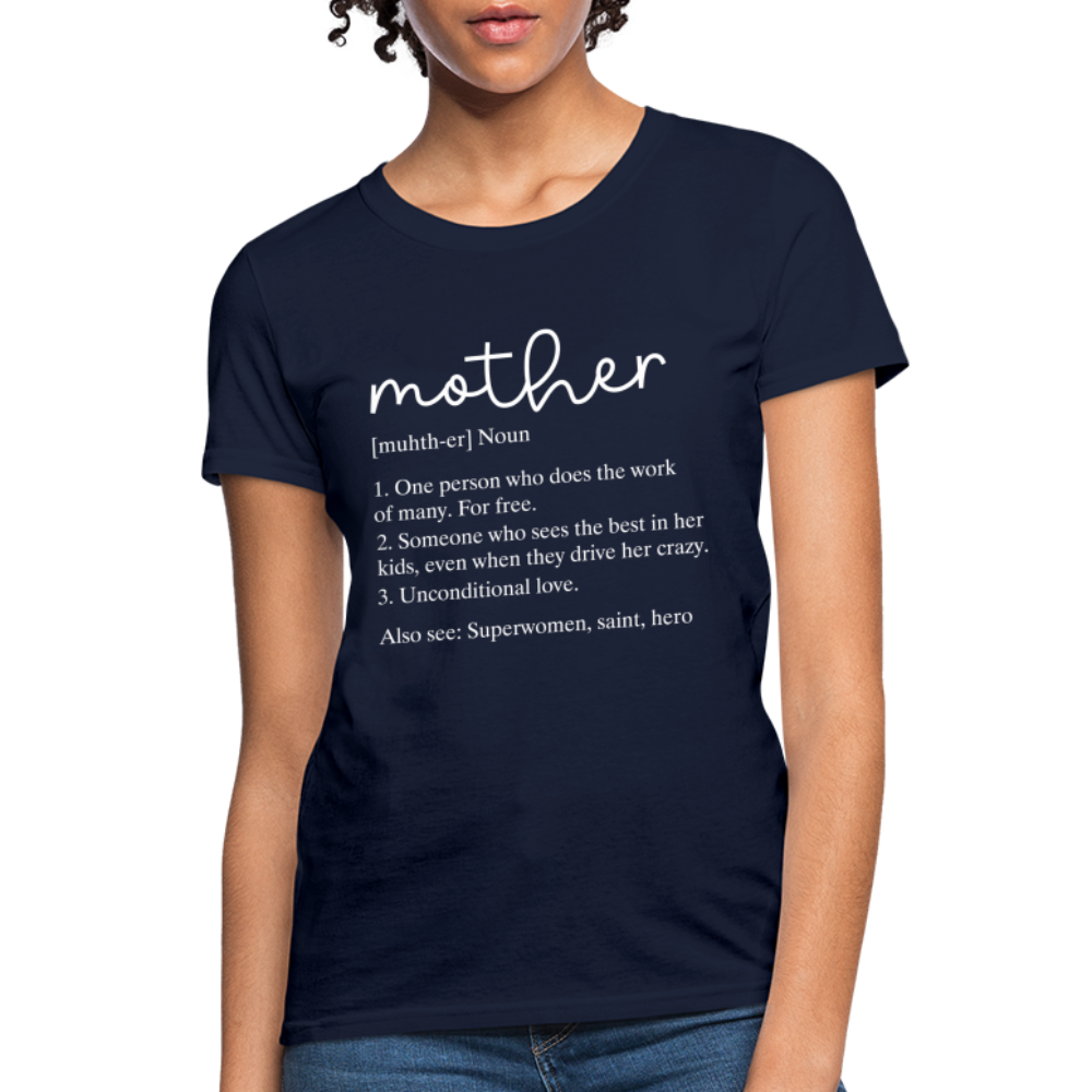 Mother Definition Contoured T-Shirt (White Letters) - navy