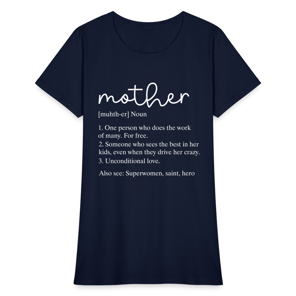 Mother Definition Contoured T-Shirt (White Letters) - navy