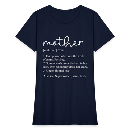 Mother Definition Contoured T-Shirt (White Letters) - navy