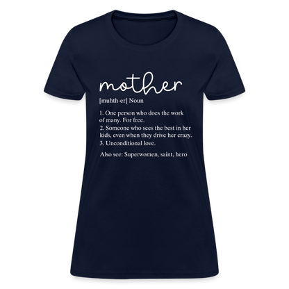 Mother Definition Contoured T-Shirt (White Letters) - navy