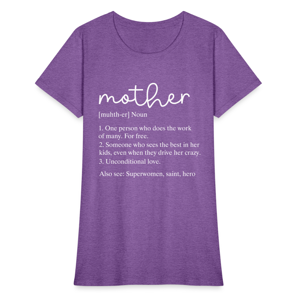 Mother Definition Contoured T-Shirt (White Letters) - purple heather