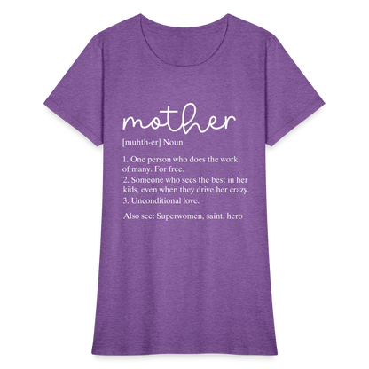 Mother Definition Contoured T-Shirt (White Letters) - purple heather