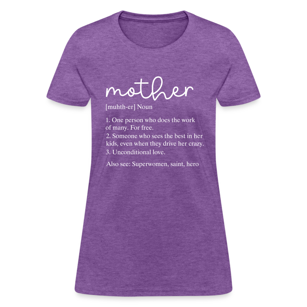 Mother Definition Contoured T-Shirt (White Letters) - purple heather