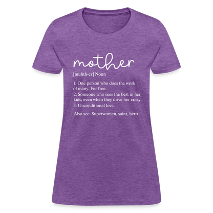 Mother Definition Contoured T-Shirt (White Letters) - purple heather