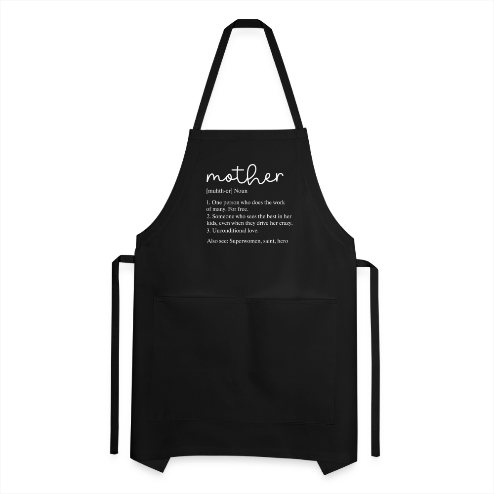 Mother Definition Adjustable Apron (White Letters) - black