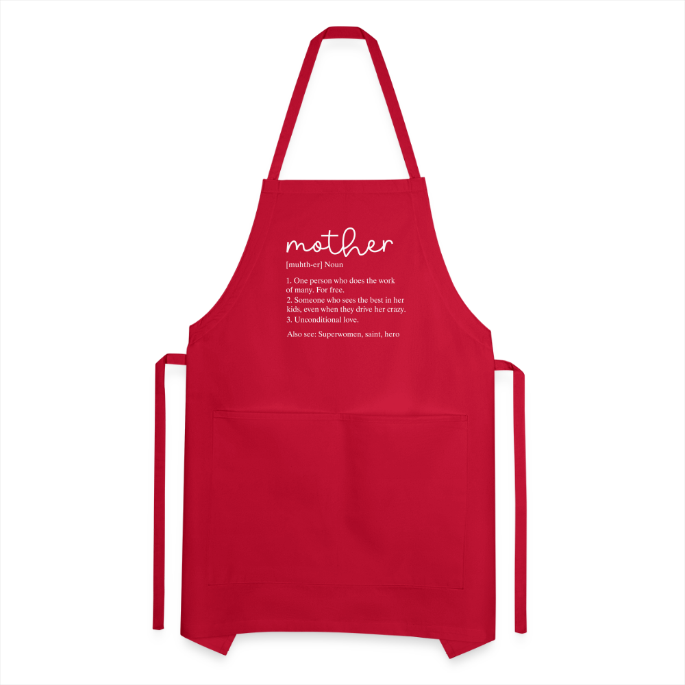 Mother Definition Adjustable Apron (White Letters) - red