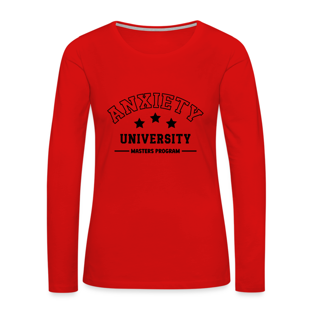 Anxiety University Masters Program, Women's Premium Long Sleeve T-Shirt - red