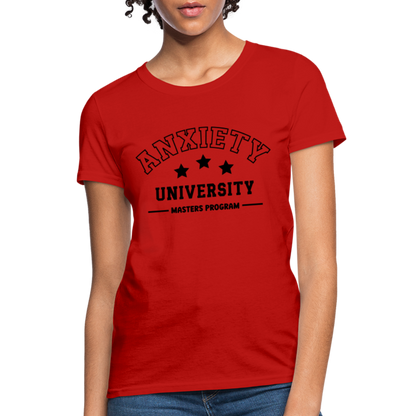 Anxiety University Masters Program, Women's T-Shirt - red