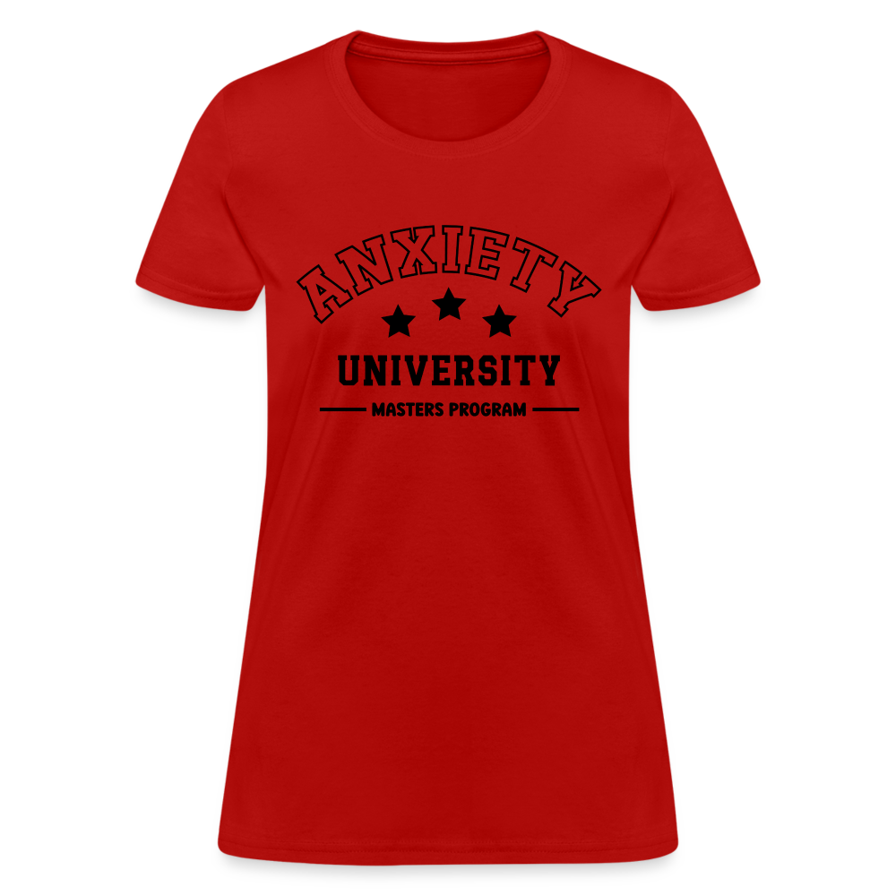 Anxiety University Masters Program, Women's T-Shirt - red