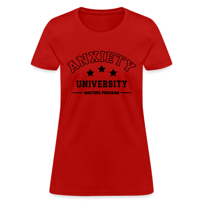 Anxiety University Masters Program, Women's T-Shirt - red