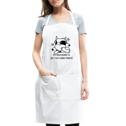 My Milkshake is Better Than Yours Adjustable Apron (Funny Cow) - white