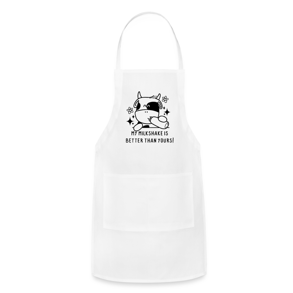 My Milkshake is Better Than Yours Adjustable Apron (Funny Cow) - white