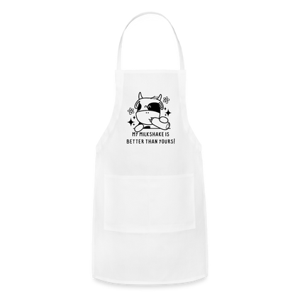 My Milkshake is Better Than Yours Adjustable Apron (Funny Cow) - white