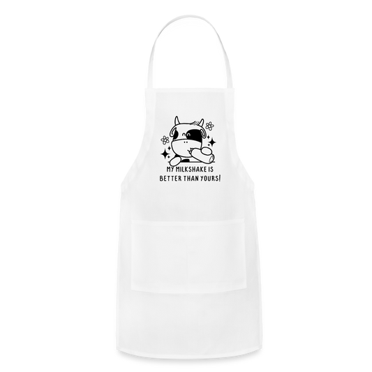 My Milkshake is Better Than Yours Adjustable Apron (Funny Cow) - white
