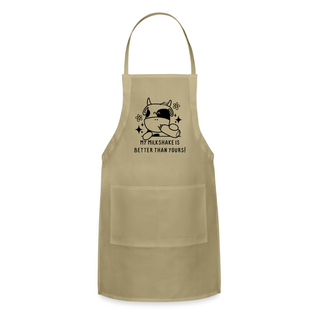 My Milkshake is Better Than Yours Adjustable Apron (Funny Cow) - khaki