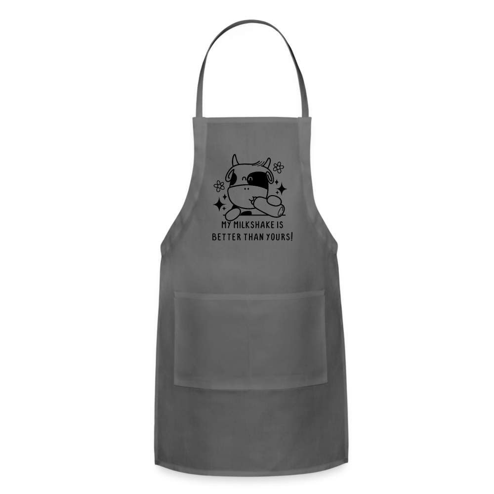 My Milkshake is Better Than Yours Adjustable Apron (Funny Cow) - charcoal