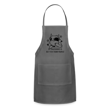 My Milkshake is Better Than Yours Adjustable Apron (Funny Cow) - charcoal