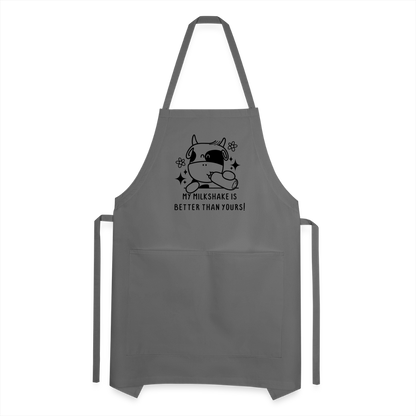 My Milkshake is Better Than Yours Adjustable Apron (Funny Cow) - charcoal