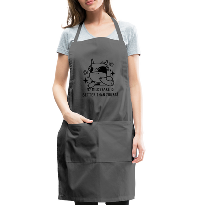 My Milkshake is Better Than Yours Adjustable Apron (Funny Cow) - charcoal