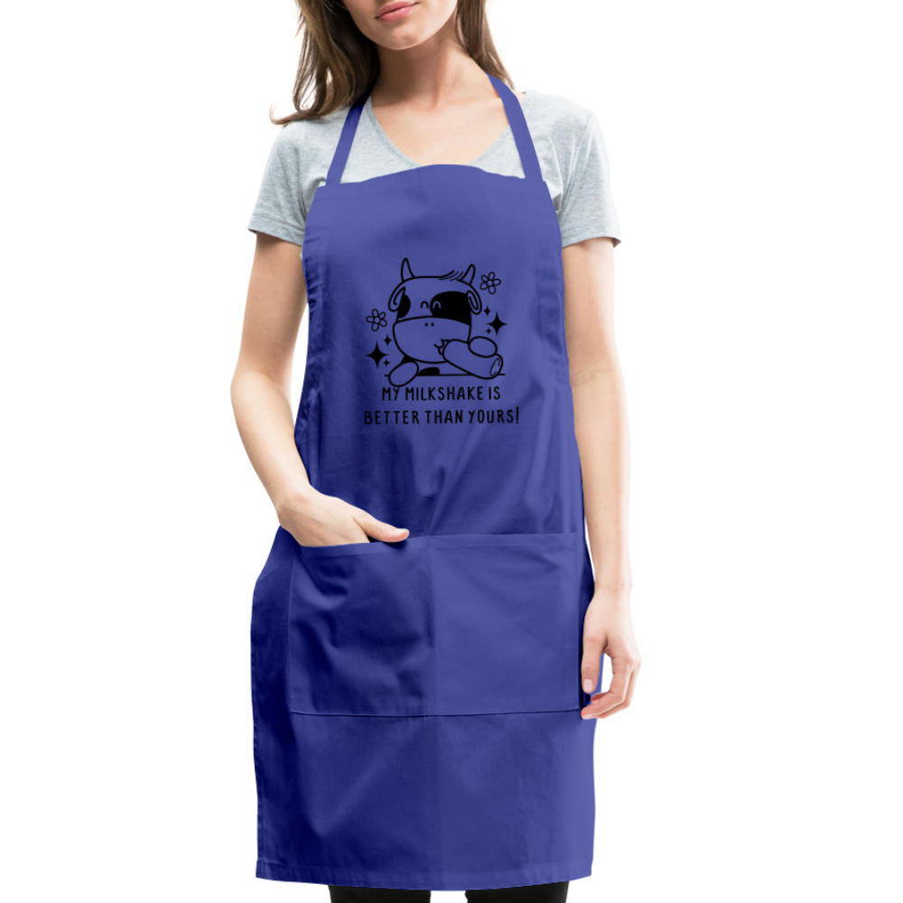 My Milkshake is Better Than Yours Adjustable Apron (Funny Cow) - royal blue