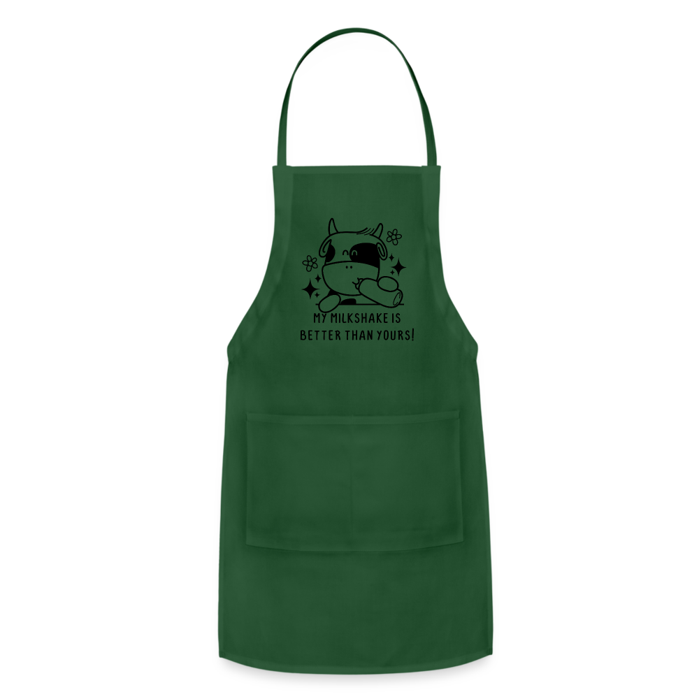 My Milkshake is Better Than Yours Adjustable Apron (Funny Cow) - forest green