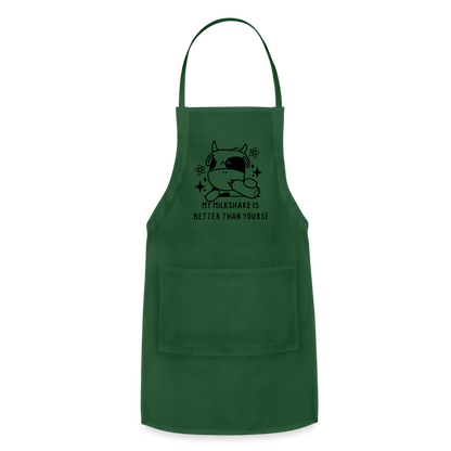 My Milkshake is Better Than Yours Adjustable Apron (Funny Cow) - forest green