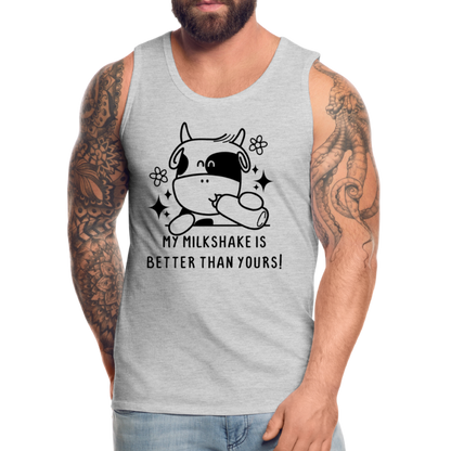 My Milkshake is Better Than Yours Men’s Premium Tank Top (Funny Cow) - heather gray