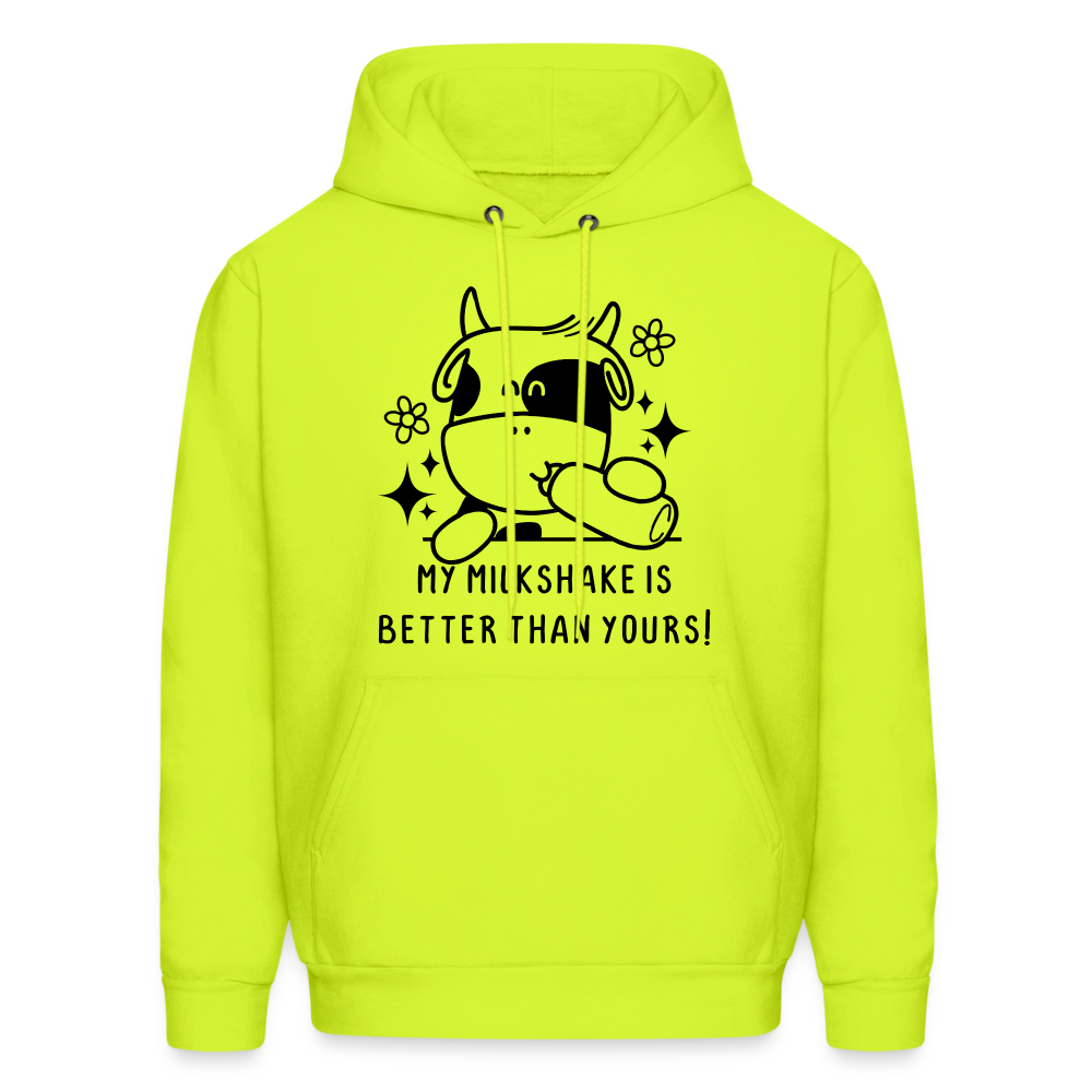 My Milkshake is Better Than Yours Hoodie (Funny Cow) - safety green