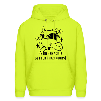 My Milkshake is Better Than Yours Hoodie (Funny Cow) - safety green