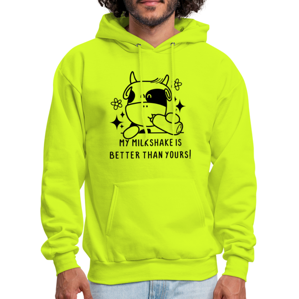 My Milkshake is Better Than Yours Hoodie (Funny Cow) - safety green