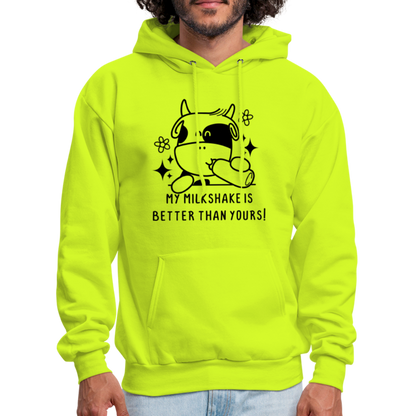 My Milkshake is Better Than Yours Hoodie (Funny Cow) - safety green