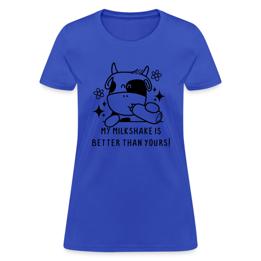 My Milkshake is Better Than Yours Women's Contoured T-Shirt (Funny Cow) - royal blue