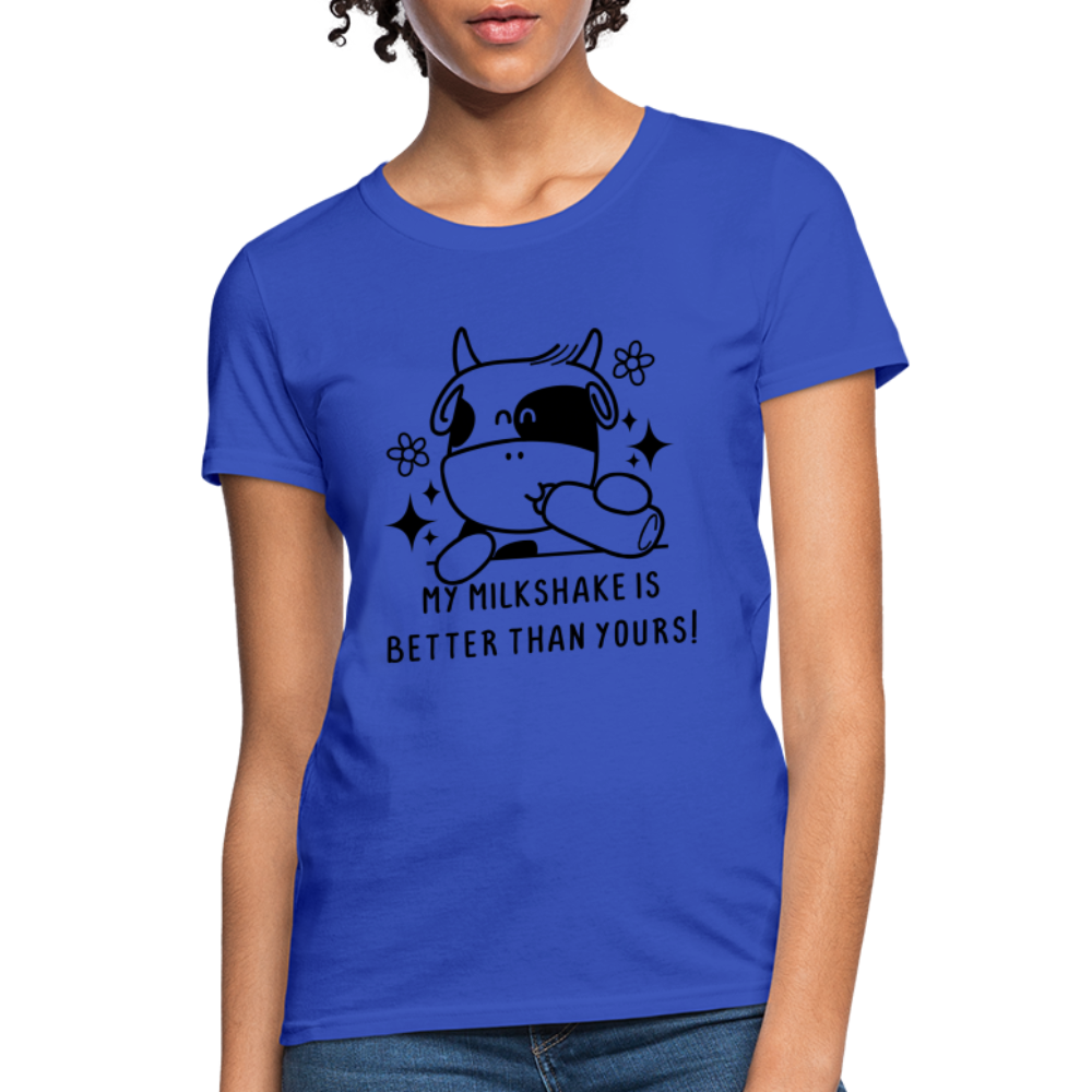 My Milkshake is Better Than Yours Women's Contoured T-Shirt (Funny Cow) - royal blue