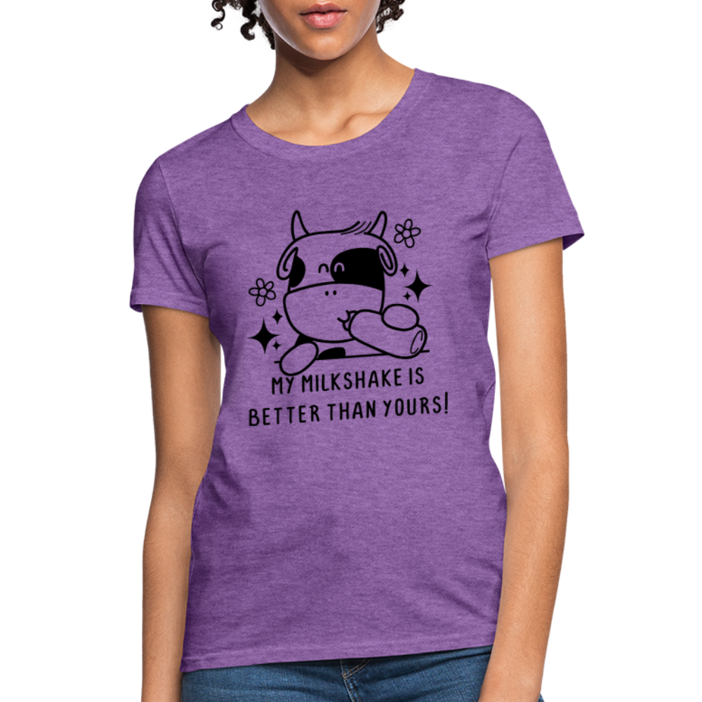 My Milkshake is Better Than Yours Women's Contoured T-Shirt (Funny Cow) - purple heather