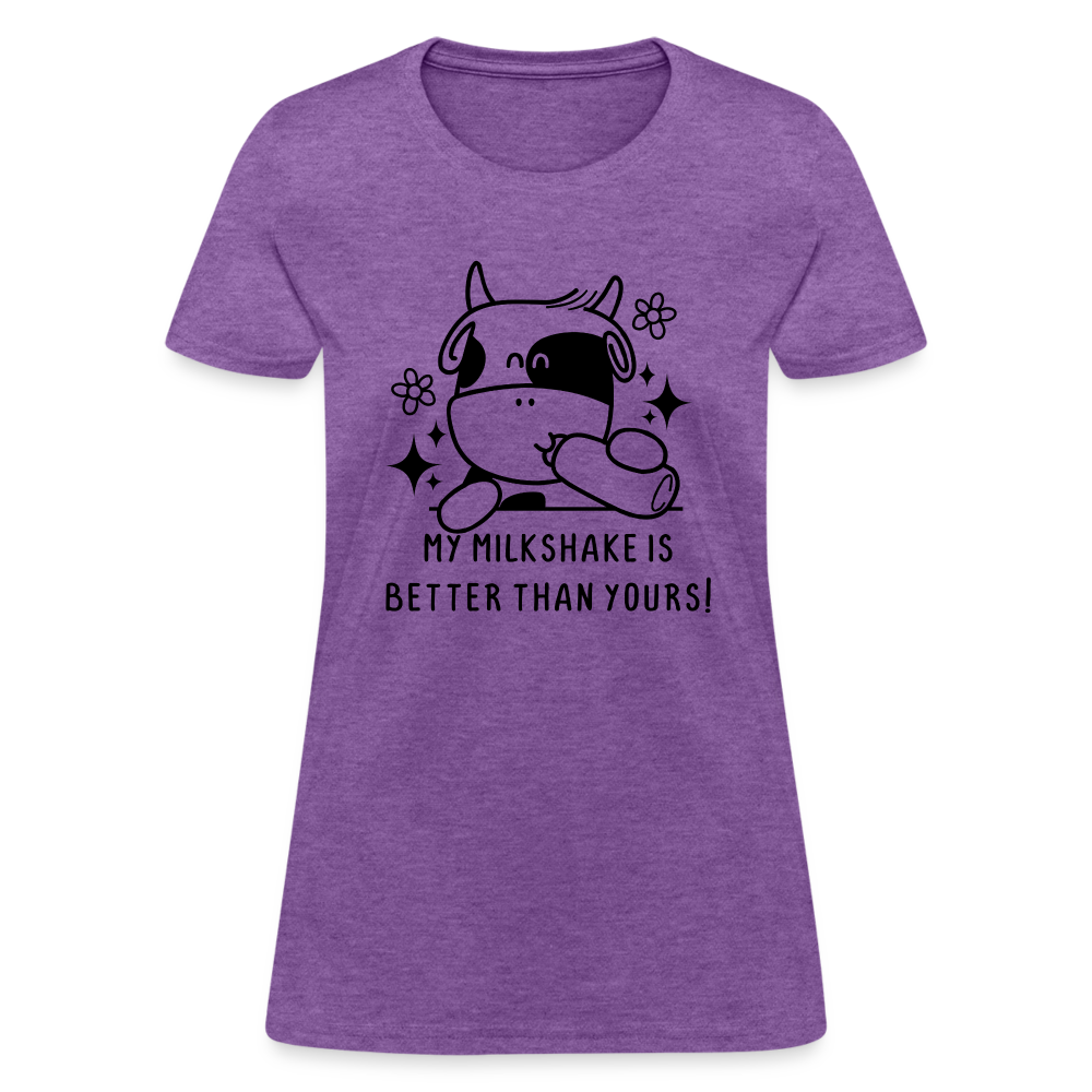 My Milkshake is Better Than Yours Women's Contoured T-Shirt (Funny Cow) - purple heather