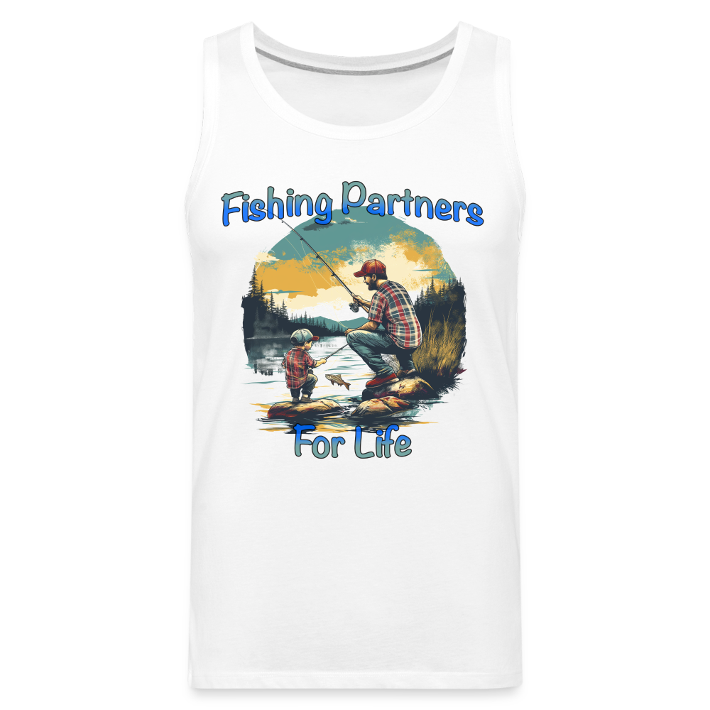 Fishing Partners for Life (Dad and Son) Men’s Premium Tank Top - white