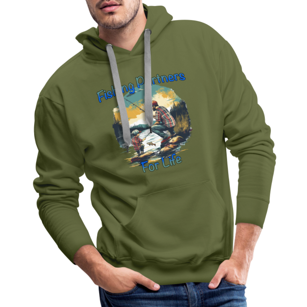 Fishing Partners for Life (Dad and Son) Men’s Premium Hoodie - olive green